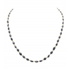 Beautiful Necklace 1 Strang Natural oval blue Sapphire 18 K Gold wire Necklace